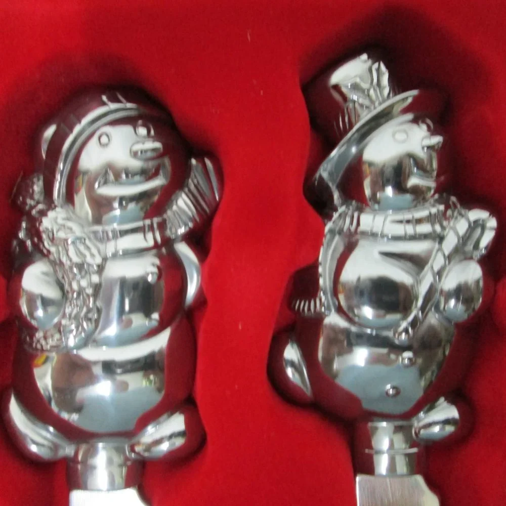 Lenox Yuletide Snowman Holiday Spreaders Christmas cheese knives Set 4 NEW NIB